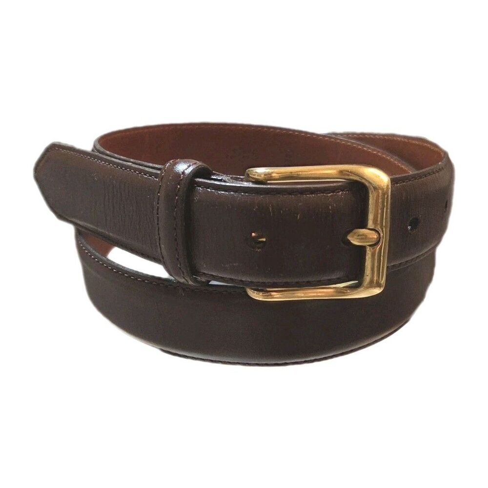 COACH 5950 Leather Dress Belt Men's Size 34 Brown Cowhide Brass Buckle